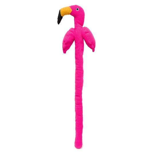 Twisty Flamingo 5ft Long Dog Toy with Crinkles and Squeakers