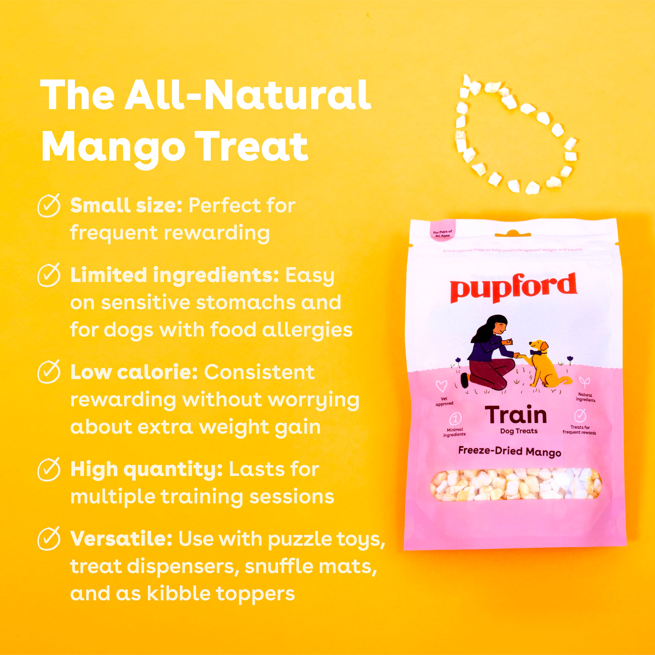 Freeze Dried Mango Training Treats for Dogs by Pupford