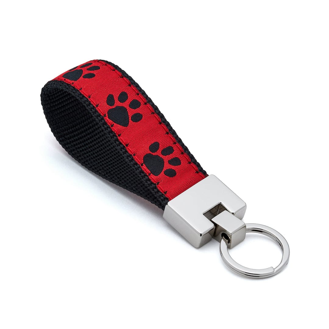 Key Ring Wristlet -Fits over Most Wrists - Red and Black Paw-Boats n Barks