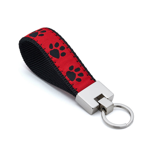 Key Ring Wristlet -Fits over Most Wrists - Red and Black Paw