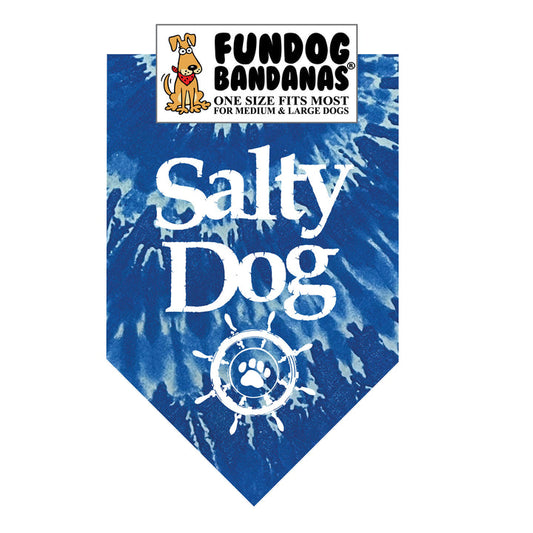 Salty Dog Bandana for Medium  & Large Dogs  22" x 22" x32" Assorted shades of Blue