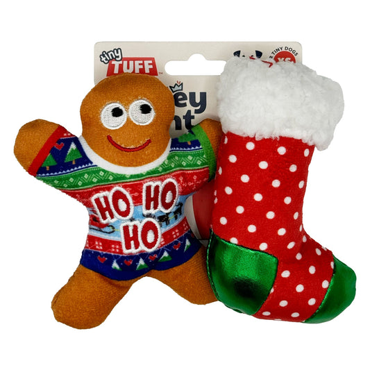 Christmas Tiny Tuff Ugly Sweater Party Dog Toy Set