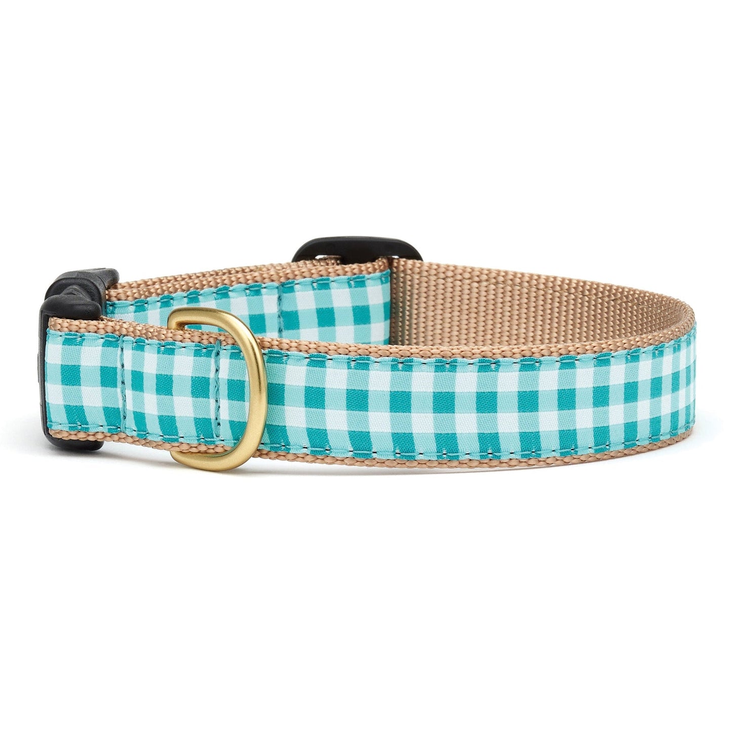 Teal Gingham Dog Collar by Up Country