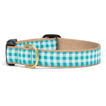 Teal Gingham Dog Collar by Up Country