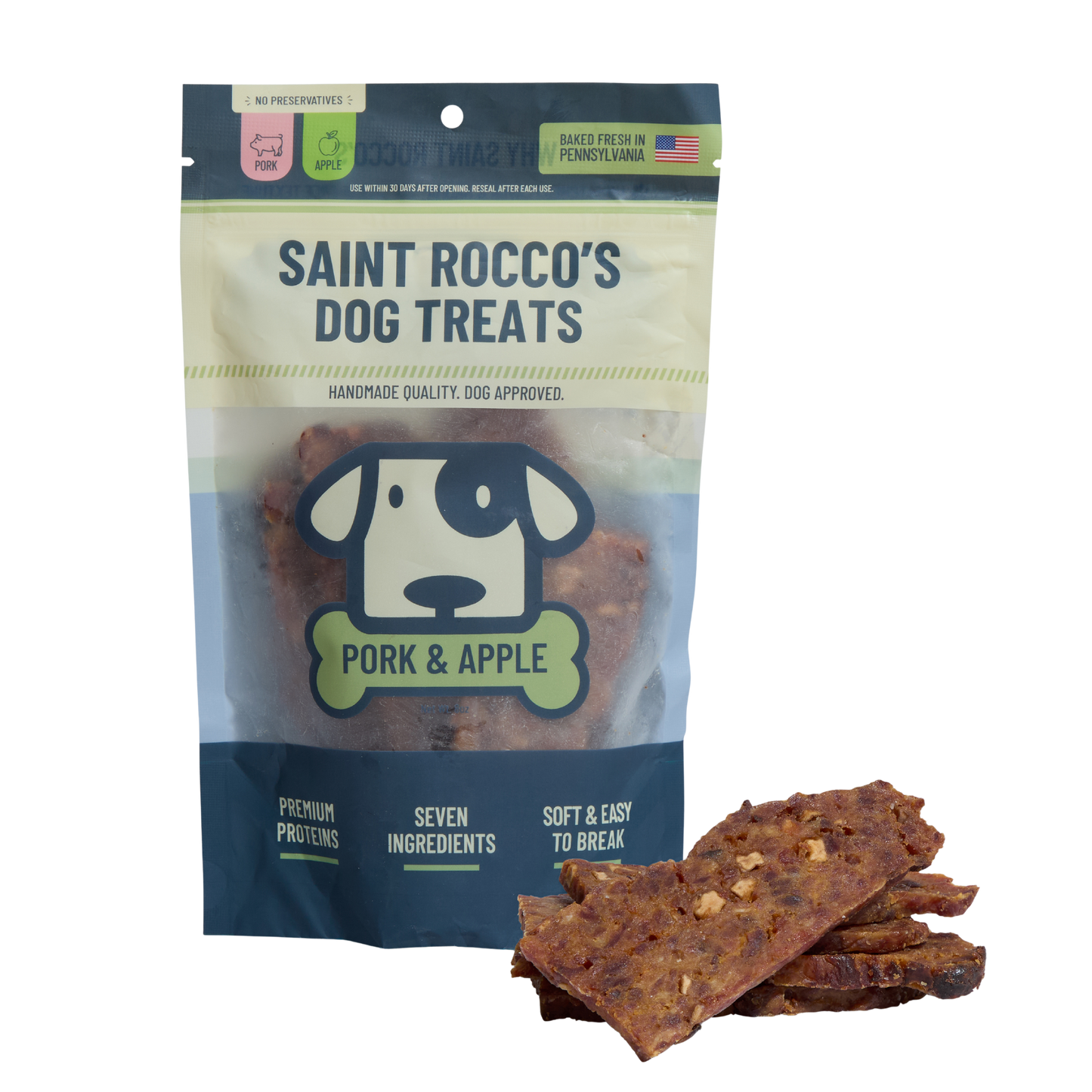 Saint Rocco's Pork & Apple Crumb Free Treats for Dogs 8oz