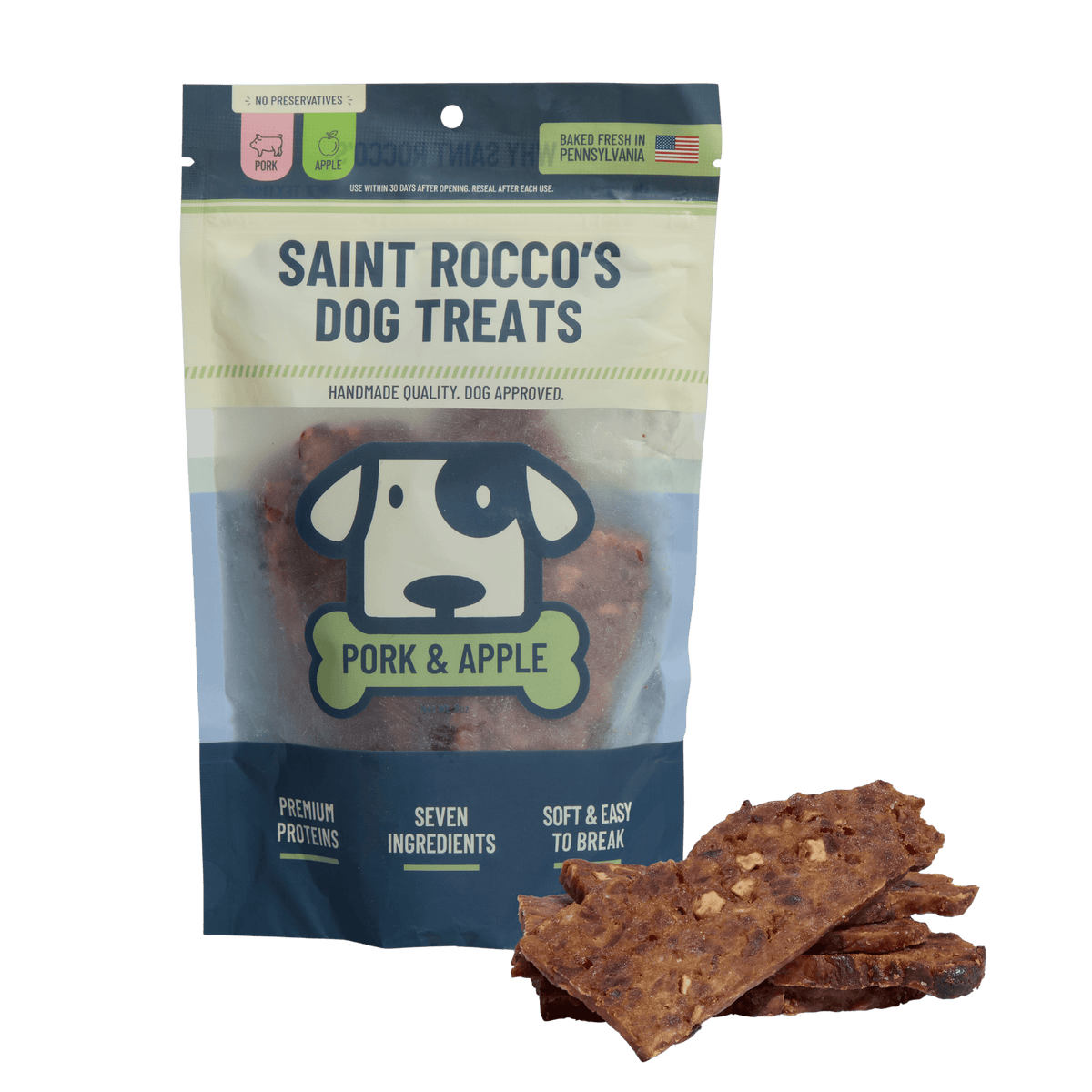 Saint Rocco's Pork & Apple Crumb Free Treats for Dogs 8oz-Boats n Barks