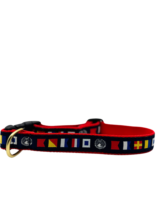 Boats n Barks Bermuda Nautical Code Flag DogCollar - Spells out Boats n Barks