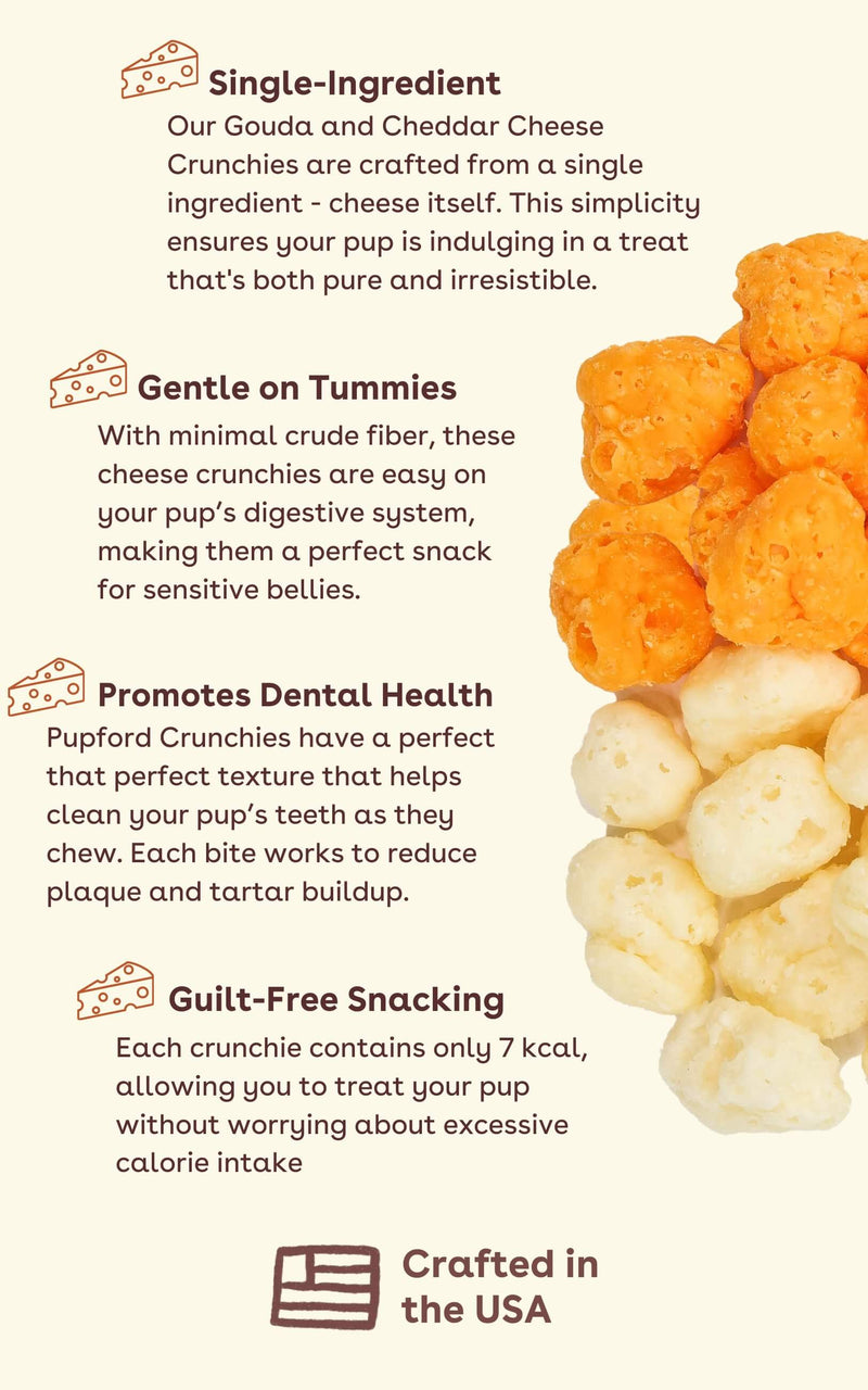 Cheddar Cheese Crunchies Treats for Dogs by Pupford