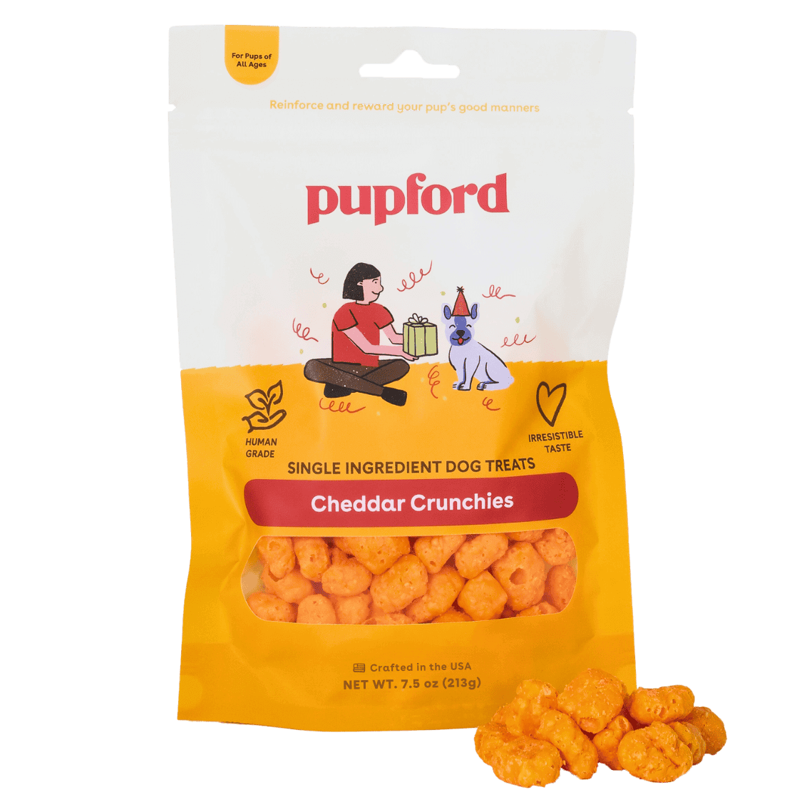 Cheddar Cheese Crunchies Treats for Dogs by Pupford