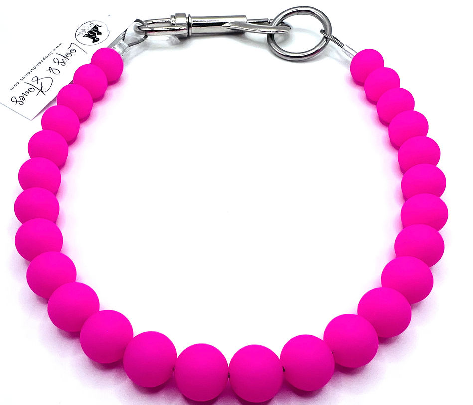 Dainty Paws Beaded Dog Collar Waterproof and Odor Resistant-Pink Glow in the Dark