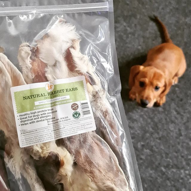 JR Pet Products UK Natural Rabbit Ears with Hair for Dogs 1KG