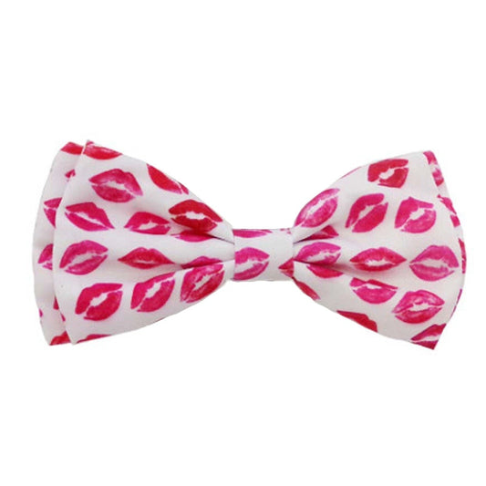 Happy Valentine's Day Bow Tie for Dogs with Kisses Small