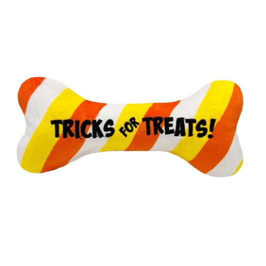 Huxley & Kent Halloween Tricks for Treats Plush Bone for Dogs with Squeaker