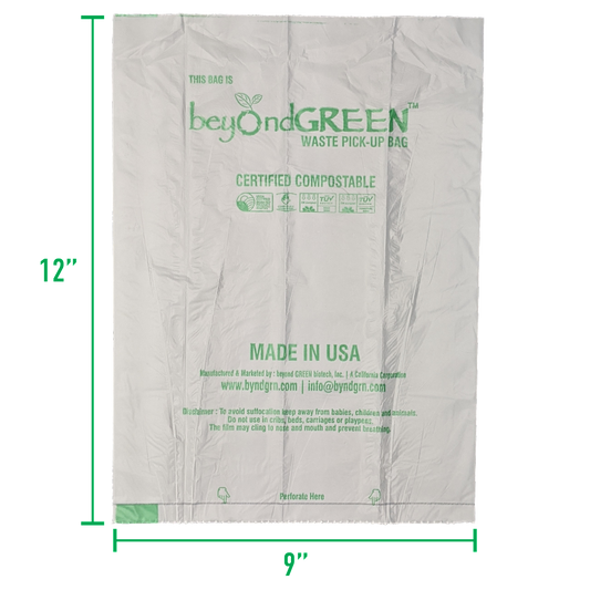 Beyond Green 100% Compostable Dog Waste Bags for Leash Roll of 15 bags 9" x 12"