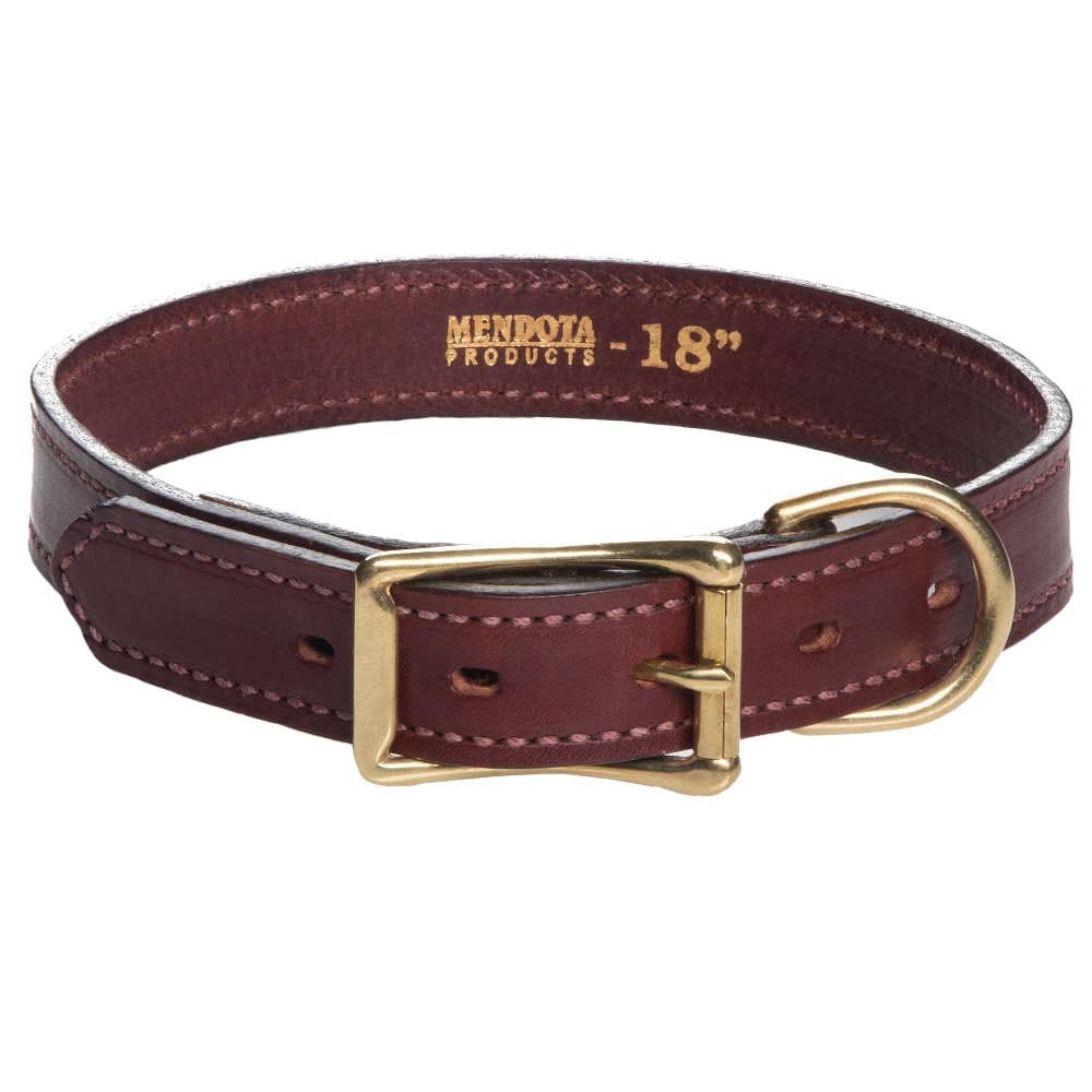 Mendota Leather Standard Collar-Chestnut 1" Width Various Lengths-Boats n Barks