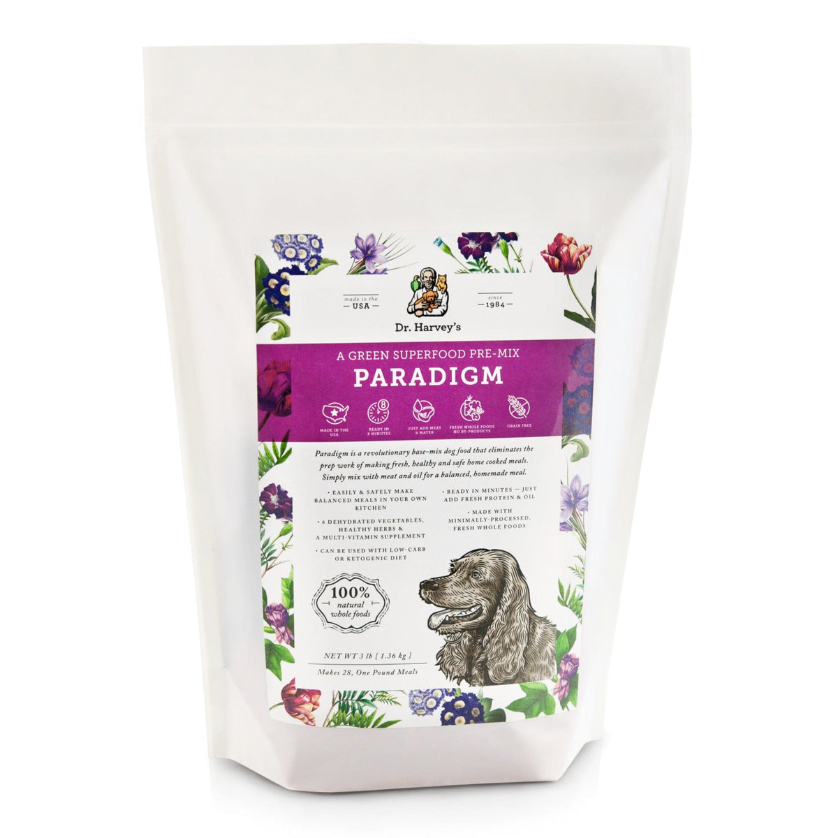 Dr. Harvey's Paradigm Green Superfood Dog Food, Human Grade Dehydrated Grain Free Base Mix for Dogs, Diabetic Low Carb Ketogenic Diet 6lb bag-Boats n Barks
