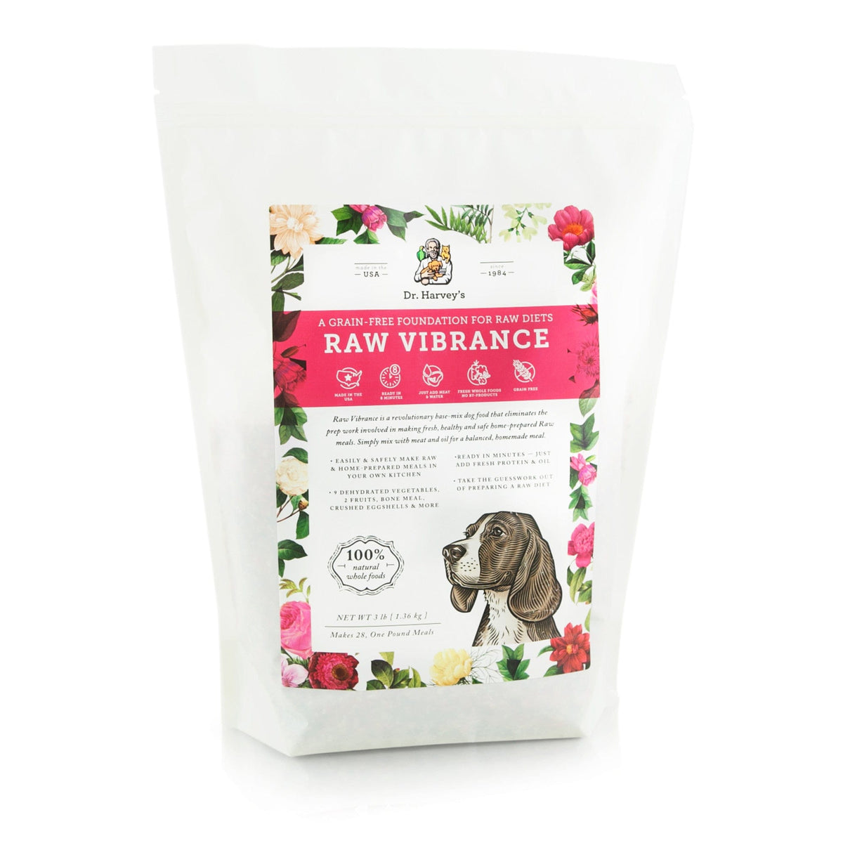 Dr. Harvey's Raw Vibrance Dog Food, Human Grade Dehydrated Base Mix for Dogs, Grain Free Raw Diet 6lb bag-Boats n Barks