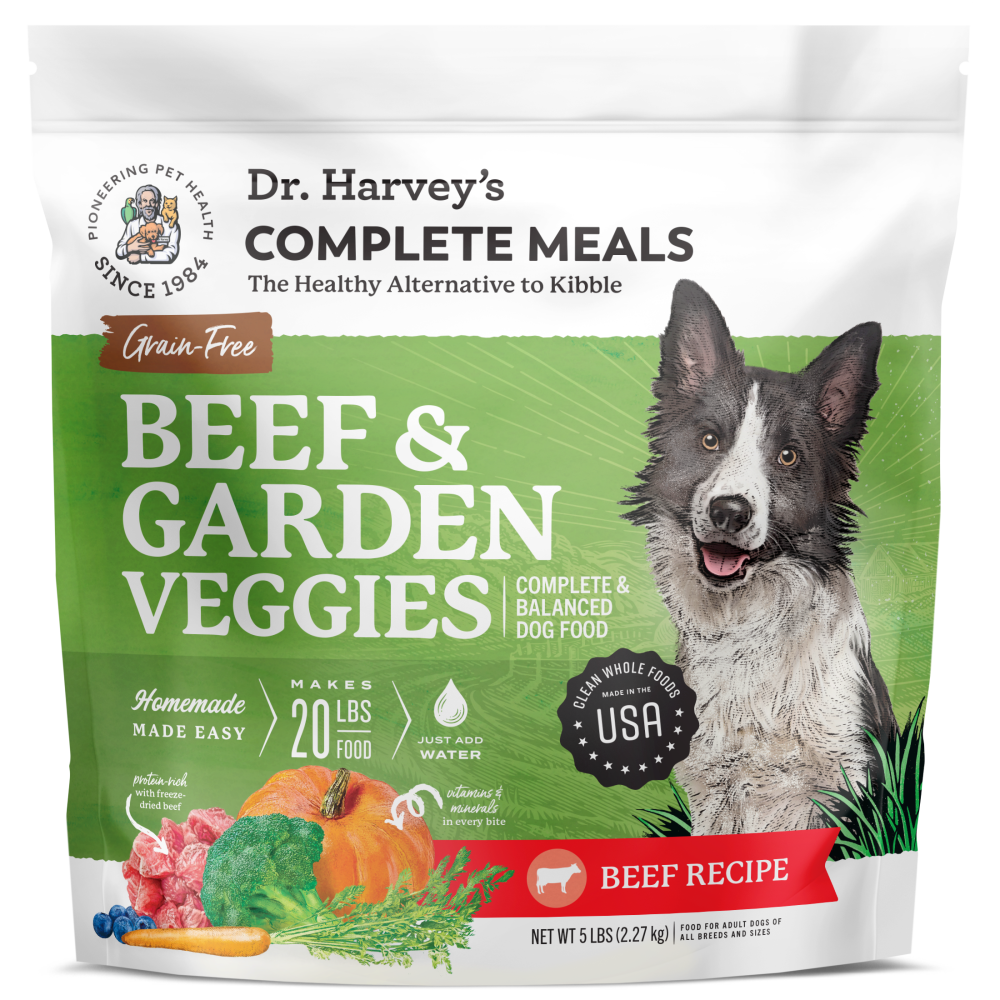 Dr. Harvey's Grain Free Garden Veggies Dog Food, Human Grade Grain-Free Dehydrated Food for Dogs with Freeze-Dried Beef, Fruits, Vegetables and Probiotics