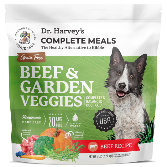 Dr. Harvey's Grain Free Garden Veggies Dog Food, Human Grade Grain-Free Dehydrated Food for Dogs with Freeze-Dried Beef, Fruits, Vegetables and Probiotics
