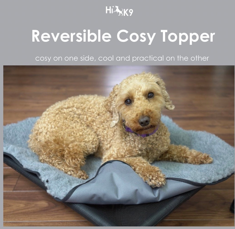 HIK9 Reversible Cosy Bed Topper - Cosy Warm Side &  Cooler Canvas Side - Made in UK