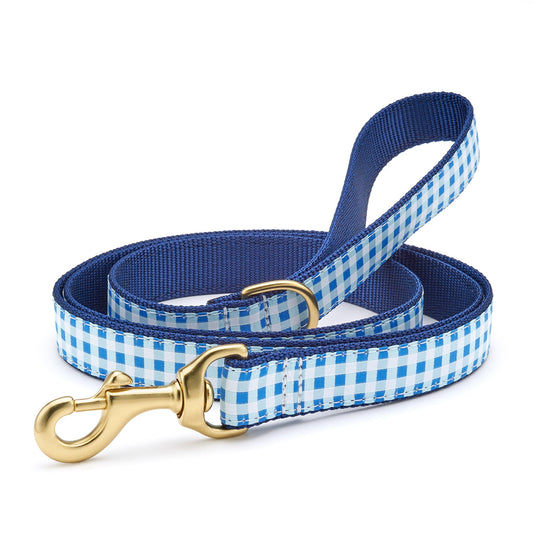 Blue Gingham Dog Lead by Up Country