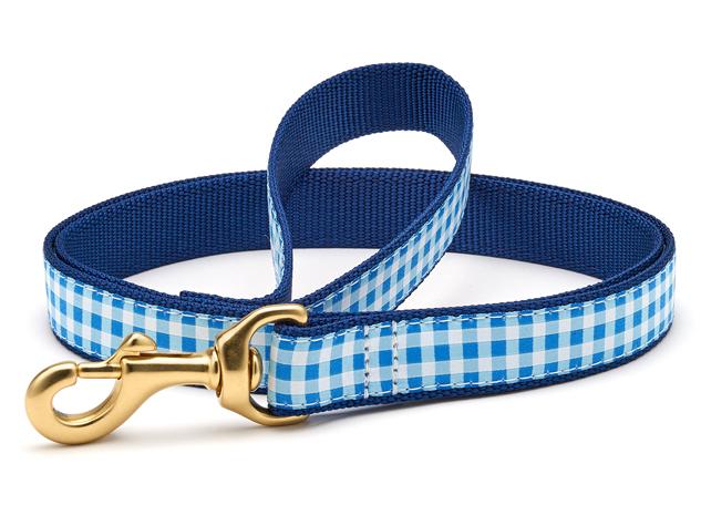 Blue Gingham Dog Lead by Up Country