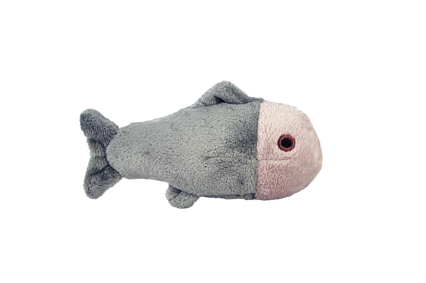 Fluff & Tuff Grey Guppy Fish Soft Dog Toy Squeakerless Machine Washable 4"
