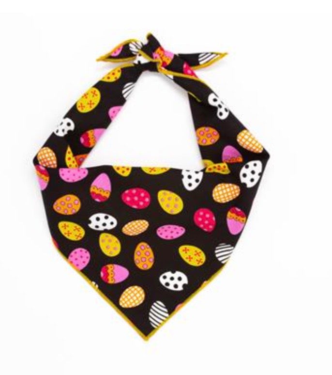 Easter Bandana for Dogs Bright Eggs on Black Background