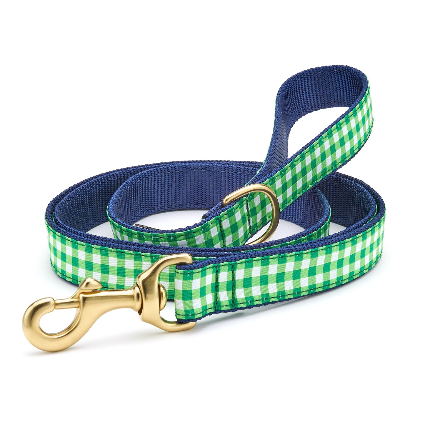 Lime Gingham Dog Lead by Up Country
