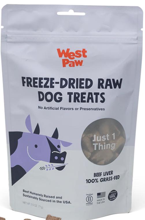 West Paw Freeze-Dried Raw All Natural Beef Liver Dog Treats, Humanely Raised and Sustainably Sourced, Made in USA