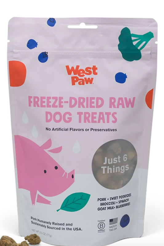 West Paw Freeze Dried Raw Dog Treats Pork with Superfoods