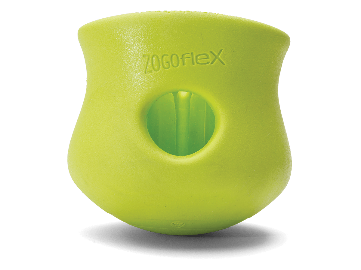 West Paw Zogoflex Toppl Treat Dispensing Dog Toy Puzzle – Interactive Chew Toys for Dogs – Dog Toy for Moderate Chewers, Fetch, Catch – Holds Kibble, Treatsf-Boats n Barks