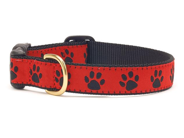 Red and Black Paw Dog Collar by Up Country